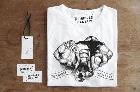 T-shirt blanc 'Terribles Nantais' avec étiquettes