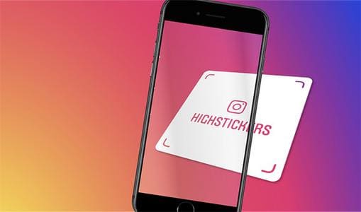 Smartphone avec carte Instagram 'HIGHSTICKERS'