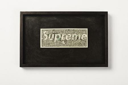 Billet d'un dollar retouché encadré 'SUPREME'