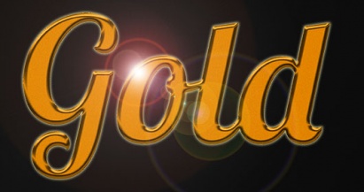 lettre 'Gold'  avec effet métallique doré