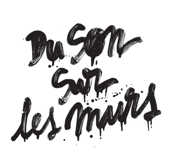 Graphisme noir 'Du Son Sur les Murs' en style sticker personnalisé, réalisé par Tabas