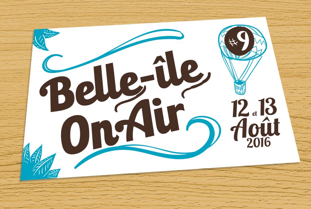 Autocollant personnalisé Belle-Ile On Air avec graphique de montgolfière pour impression stickers vinyle en sérigraphie