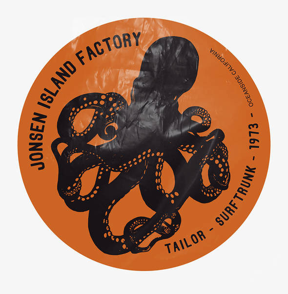 Sticker octopus imprimé en noir sur fond orange 