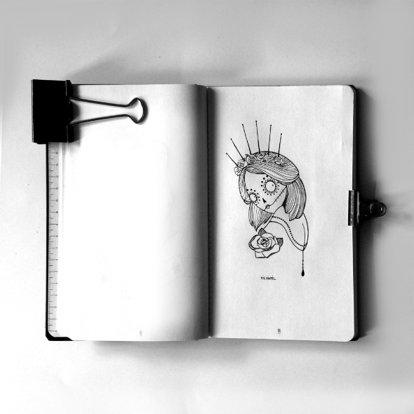 Croquis sur une page de carnet pour un projet d'impression stickers personnalisés