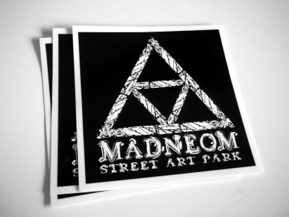 Pile de stickers personnalisés MADNEOM Street Art Park en impression sérigraphie monochrome