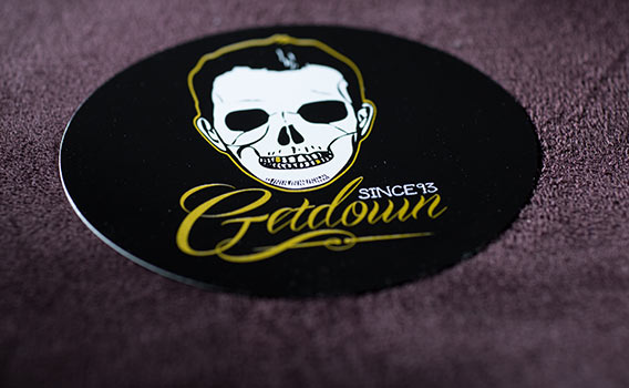 Stickers DJ GETDOWN en sérigraphie NOIR et OR